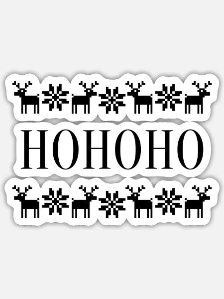 Elch Sterne Norwegen Ugly Christmas Hohoho - Sticker Größe S (10 x 10 cm) - Mattweiß