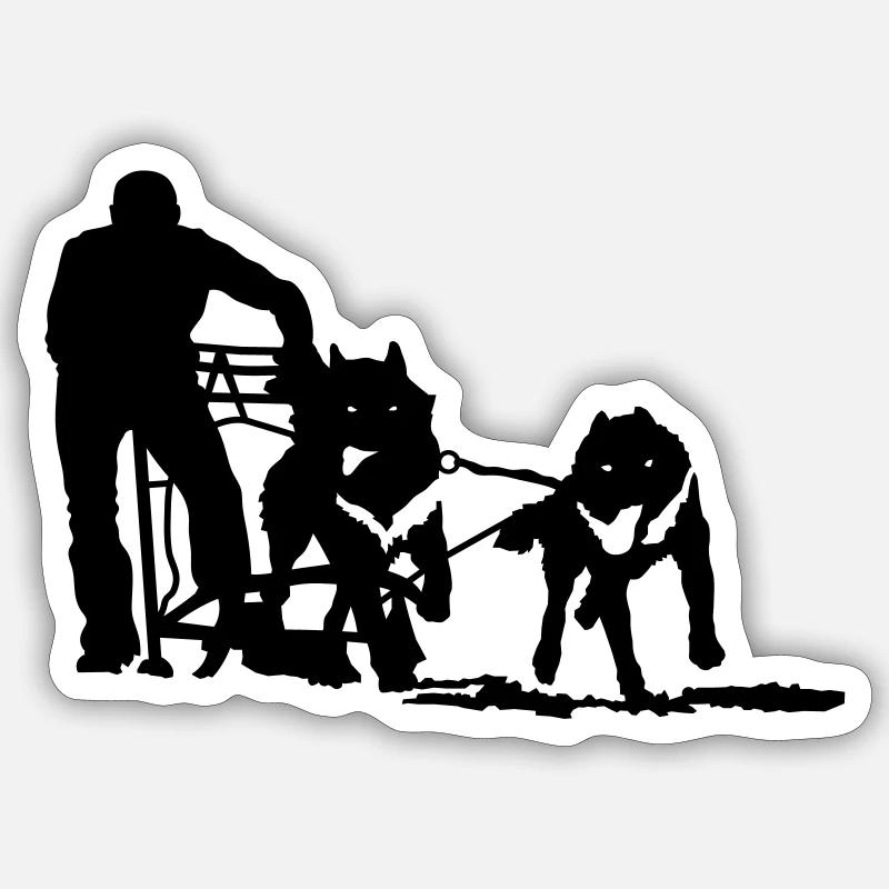 hundeschlitten - Sticker taille S (10 x 10 cm) - blanc mat