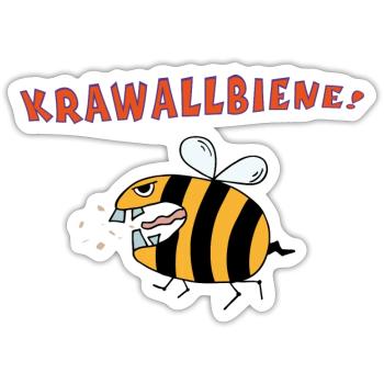 Krawallbiene - Sticker Größe S (10 x 10 cm) - Mattweiß - Vorne