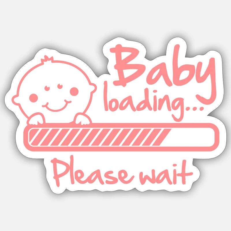 Baby loading - please wait - Sticker taille S (10 x 10 cm) - blanc mat
