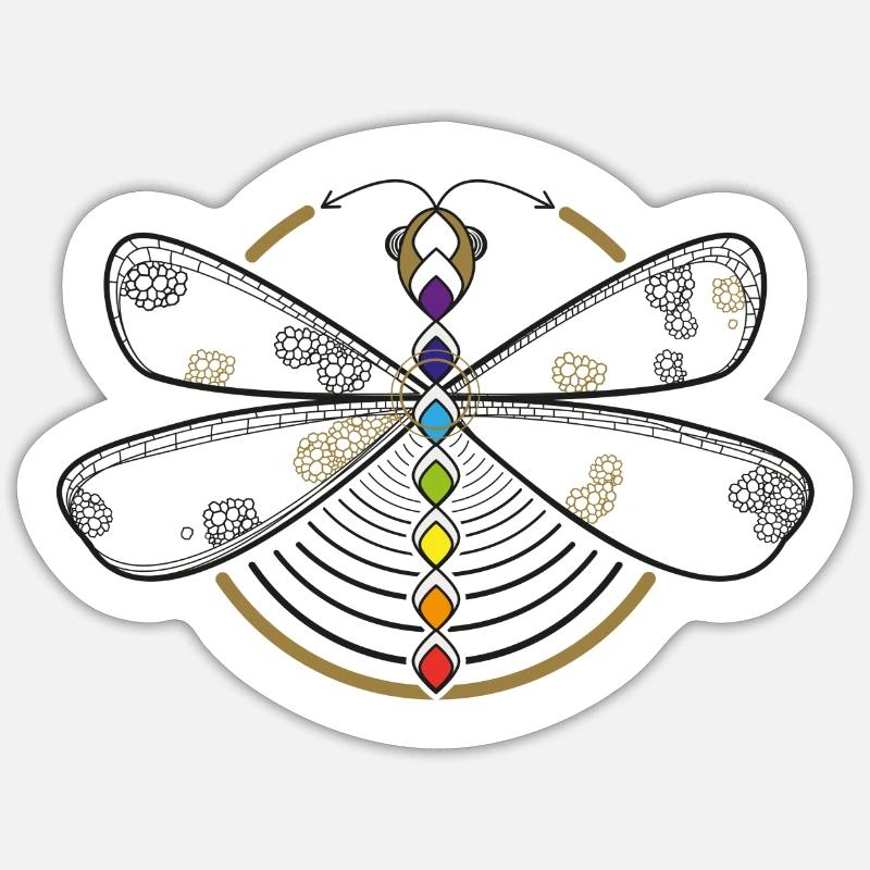 Libelle Chakra mit Hintergrund Sticker Größe S (10 x 10 cm)