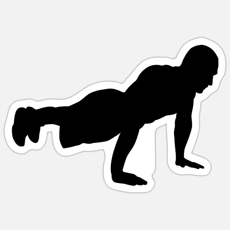 Push up silhouette homme - Sticker taille S (10 x 10 cm) - blanc mat
