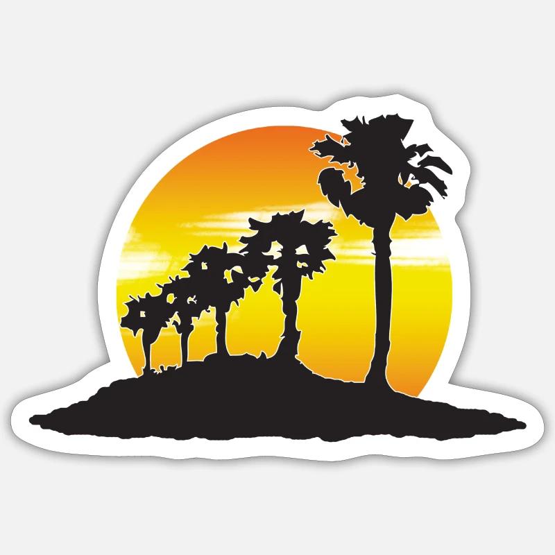 coucher de soleil - Sticker taille S (10 x 10 cm) - blanc mat