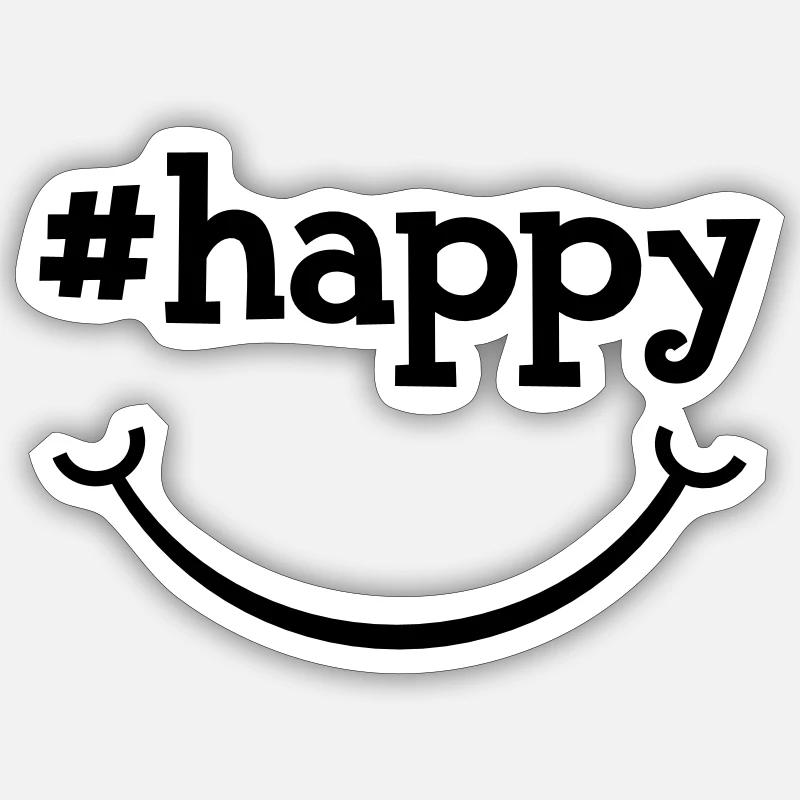 Happy - Hashtag - Sticker taille S (10 x 10 cm) - blanc mat