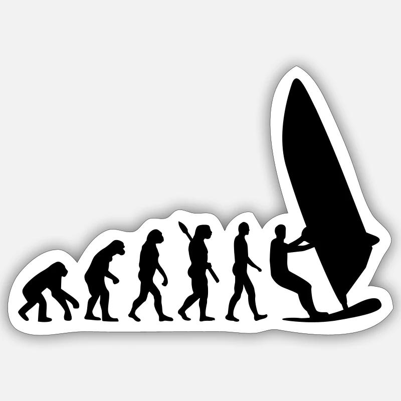 Evolution Windsurfen - Sticker Größe S (10 x 10 cm) - Mattweiß