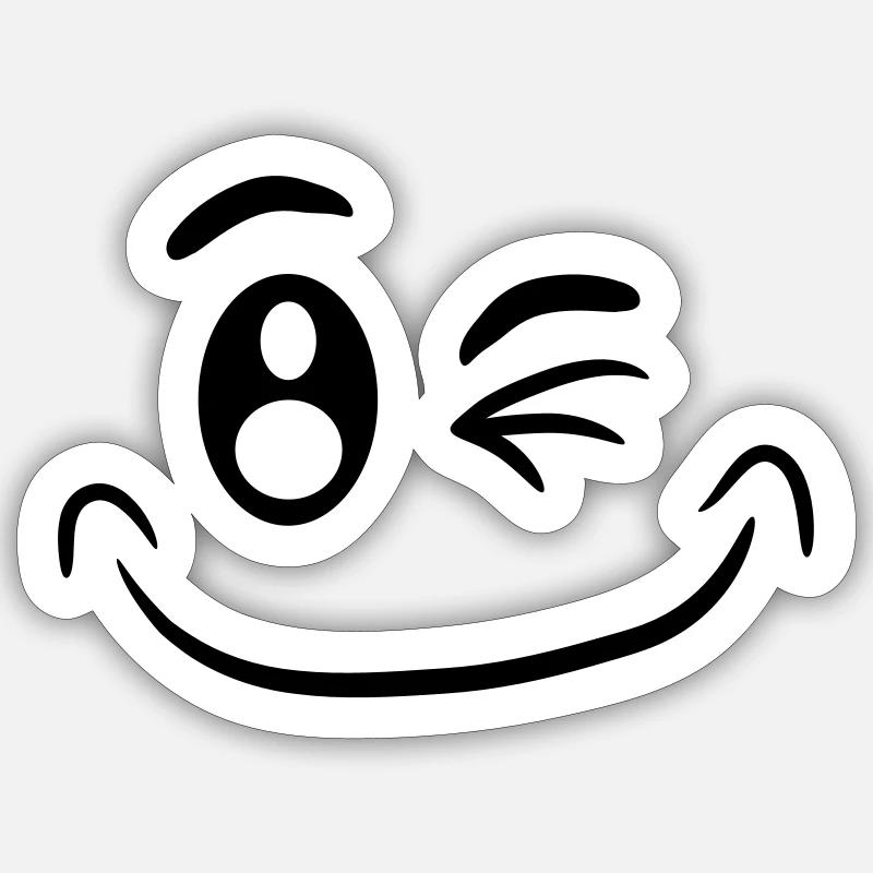 Comic face funny smiley winking Sticker size S (10 x 10 cm)