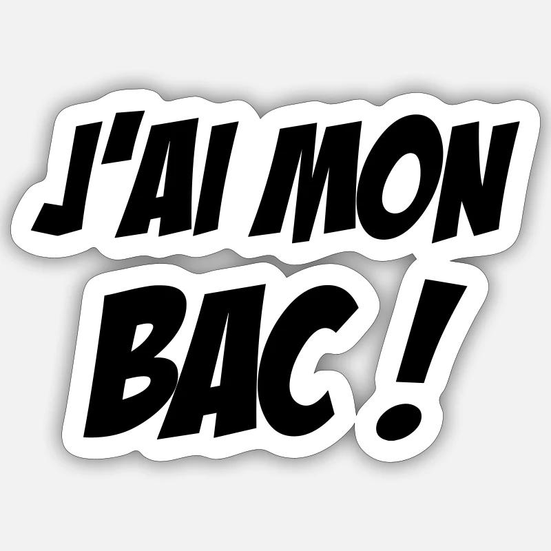 J'ai mon BAC ! - Sticker taille S (10 x 10 cm) - blanc mat
