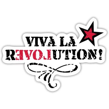 Viva la REVOLUTION, Liebe, Love, Stern, Grunge - Sticker Größe S (10 x 10 cm) - Mattweiß - Vorne