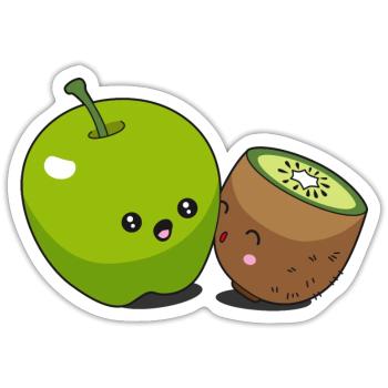 Apple Kiwi kawaii - Sticker size S (10 x 10 cm) - white matte - Front