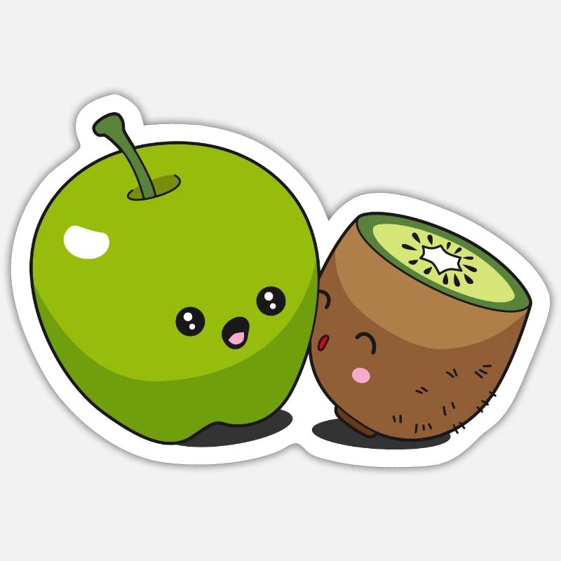 Apple Kiwi kawaii Sticker size S (10 x 10 cm)