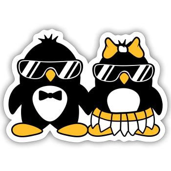 penguin couple dear paerchen in love sunglasses - Sticker size S (10 x 10 cm) - white matte - Front