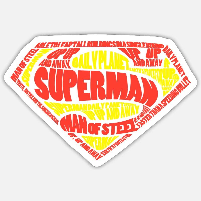Superman Logo Textmuster - Sticker Größe S (10 x 10 cm) - Mattweiß