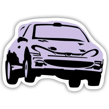 Rally car, race car - Sticker taille S (10 x 10 cm) - blanc mat - Devant