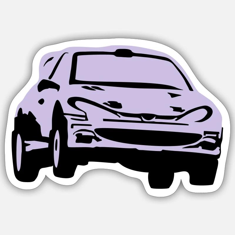 Rallye, Rallyeauto, Rennauto - Sticker Größe S (10 x 10 cm) - Mattweiß