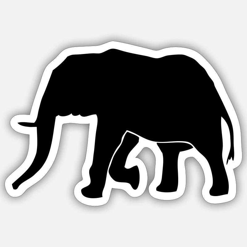 Elefant - Elephant - Sticker Größe S (10 x 10 cm) - Mattweiß
