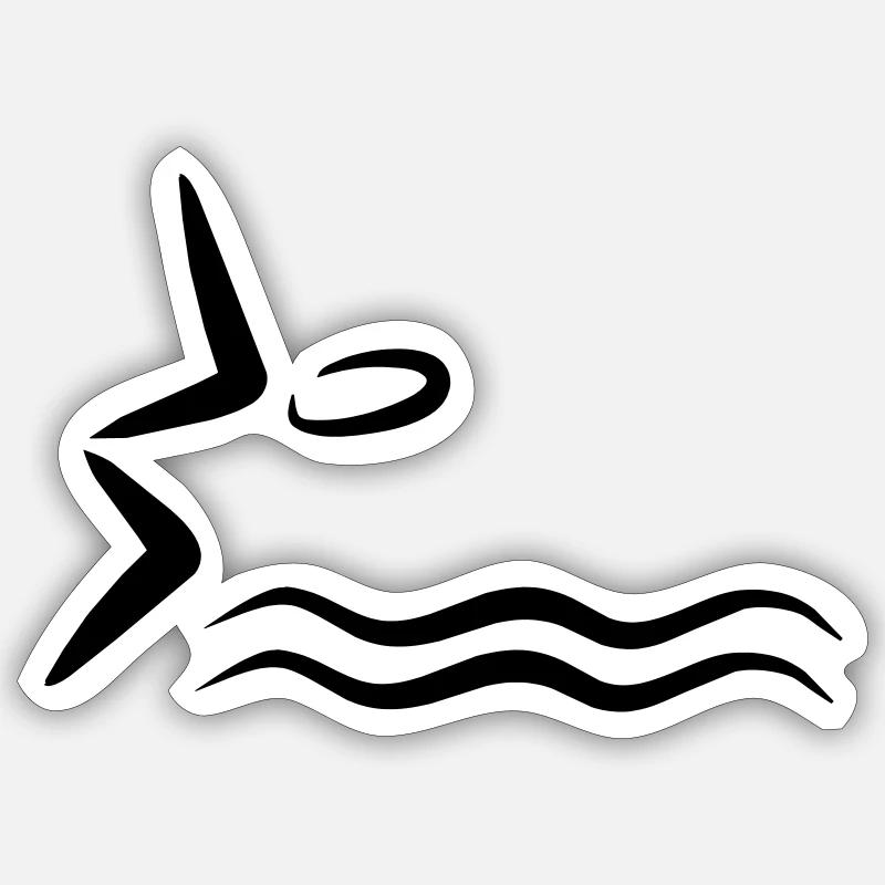 natation - Sticker taille S (10 x 10 cm) - blanc mat