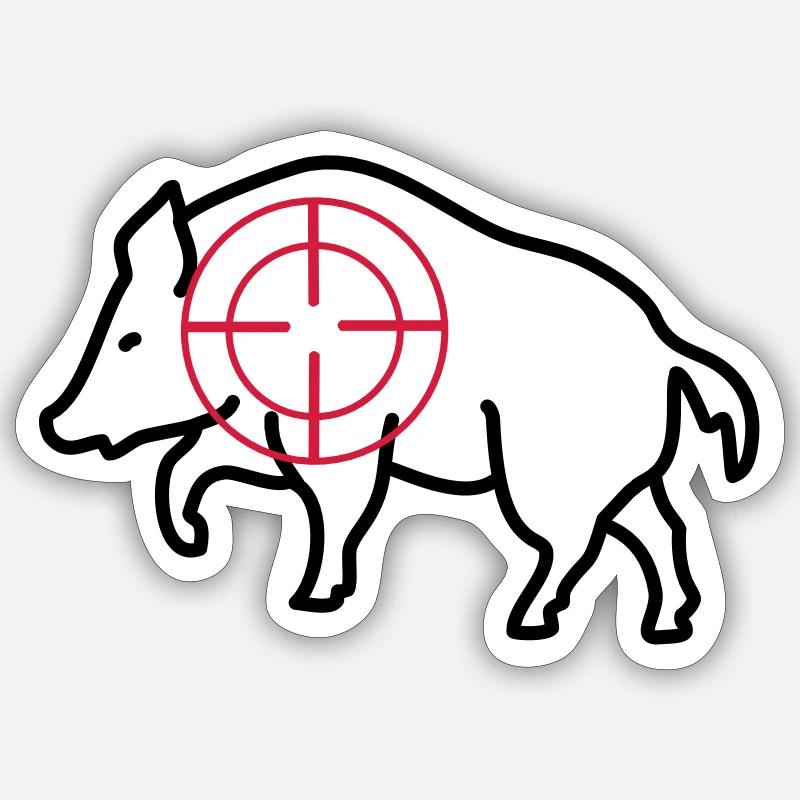 wildschwein jäger jagd - Sticker Größe S (10 x 10 cm) - Mattweiß