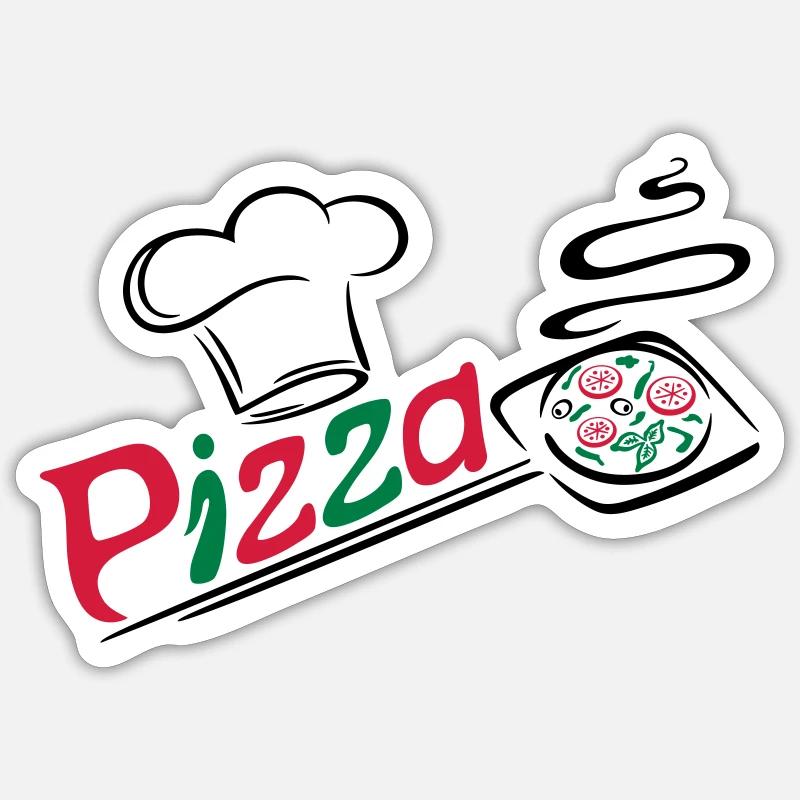 Pizza baker with cooking cap - Sticker size S (10 x 10 cm) - white matte
