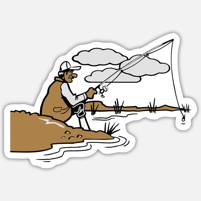 relax rivage pêche Sticker taille S (10 x 10 cm)