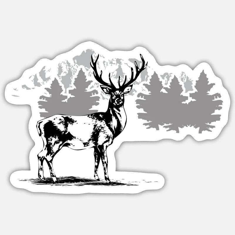 Hirsch - Sticker Größe S (10 x 10 cm) - Mattweiß