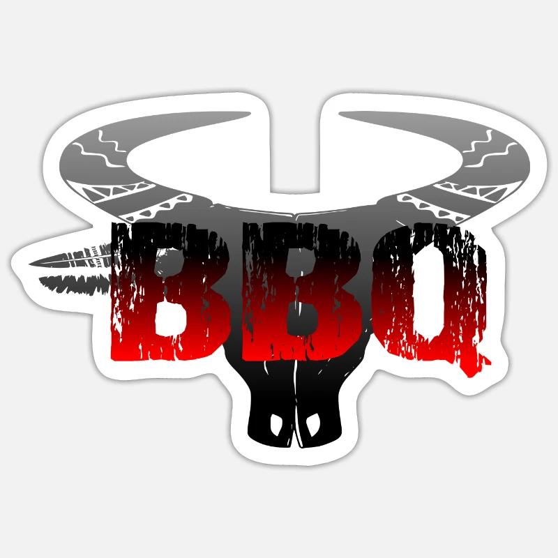 BBQ - Sticker taille S (10 x 10 cm) - blanc mat