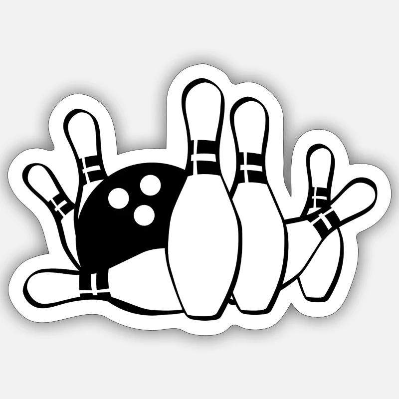 Bowling - Sticker Größe S (10 x 10 cm) - Mattweiß