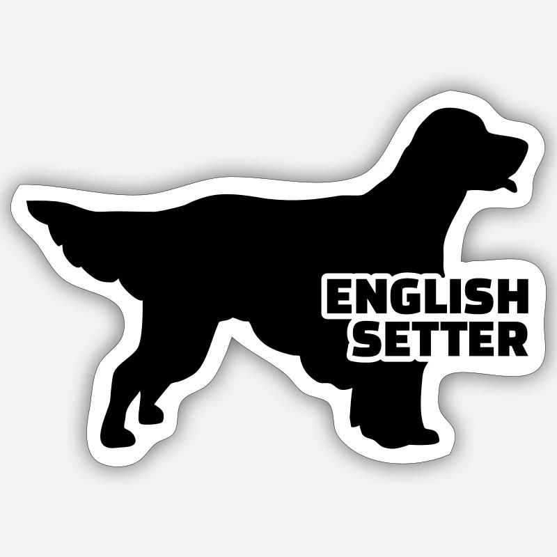 English Setter - Sticker taille S (10 x 10 cm) - blanc mat