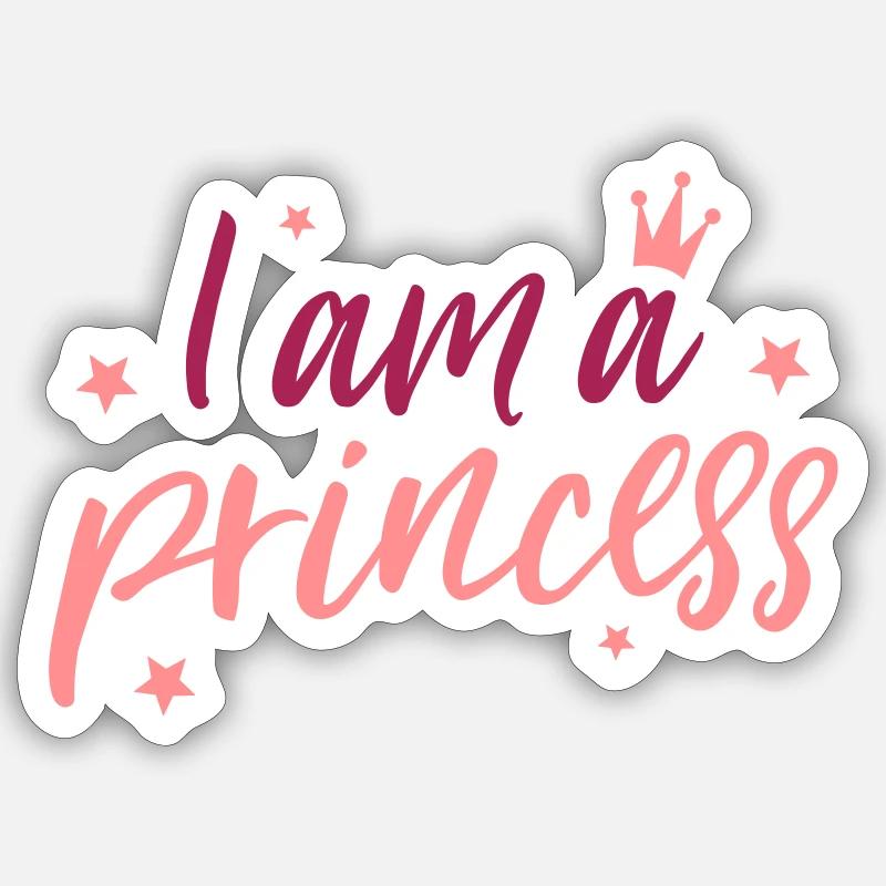 I am a princess Princesse - Sticker taille S (10 x 10 cm) - blanc mat