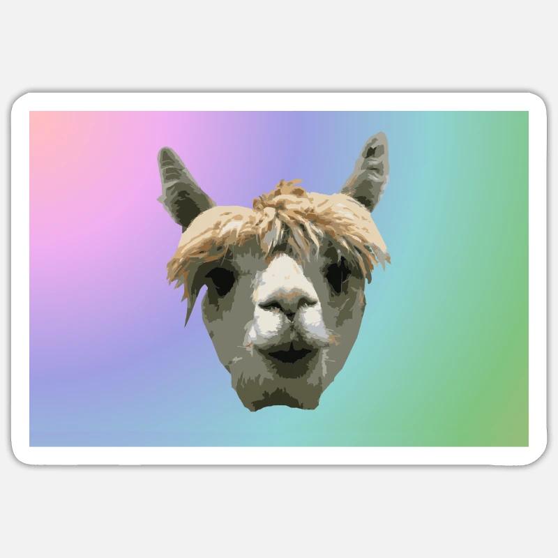 lunch box lama - Sticker size S (10 x 10 cm) - white matte