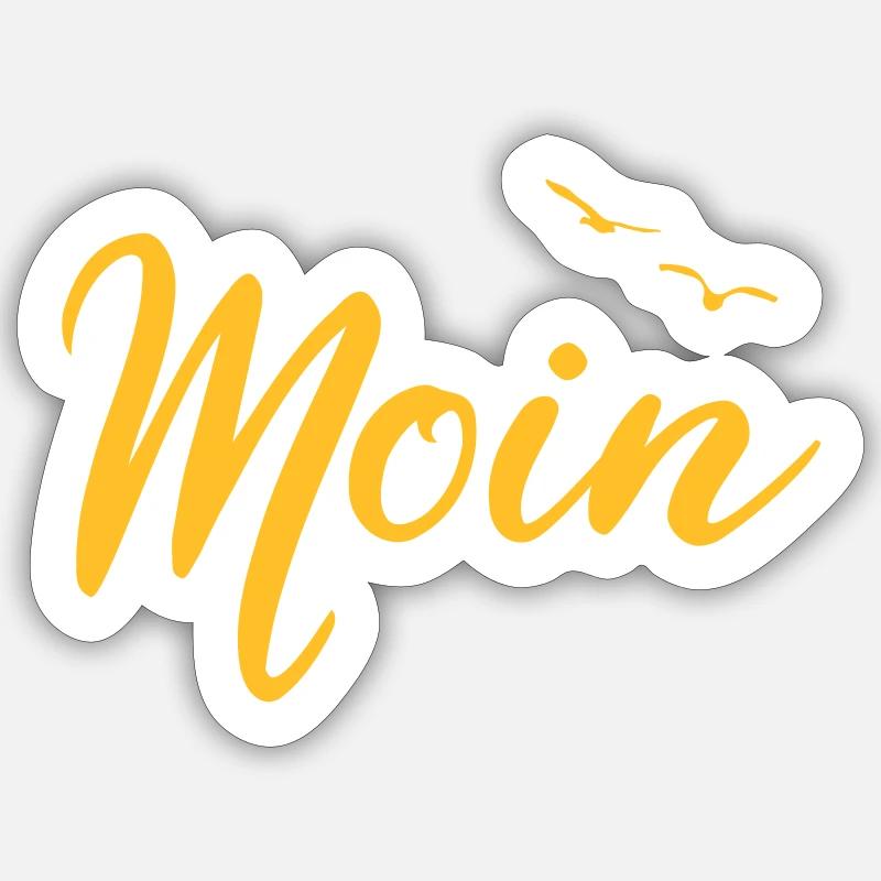 Moin - Spruch Design Geschenk - Sticker Größe S (10 x 10 cm) - Mattweiß