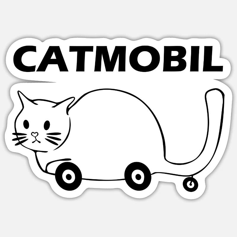 Chat - catmobile - Sticker taille S (10 x 10 cm) - blanc mat