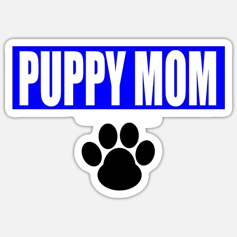 MAMAN CHIOT - Sticker taille S (10 x 10 cm) - blanc mat