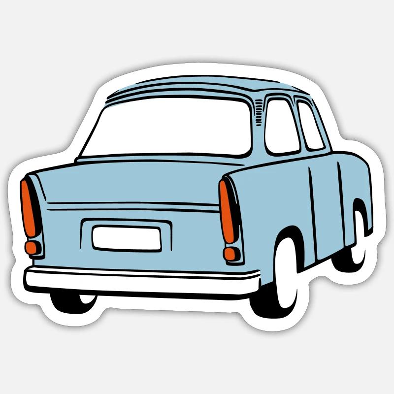 Himmelblauer Trabi  - Sticker Größe S (10 x 10 cm) - Mattweiß