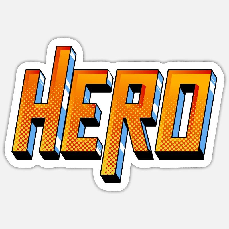 Hero Typography - Sticker size S (10 x 10 cm) - white matte