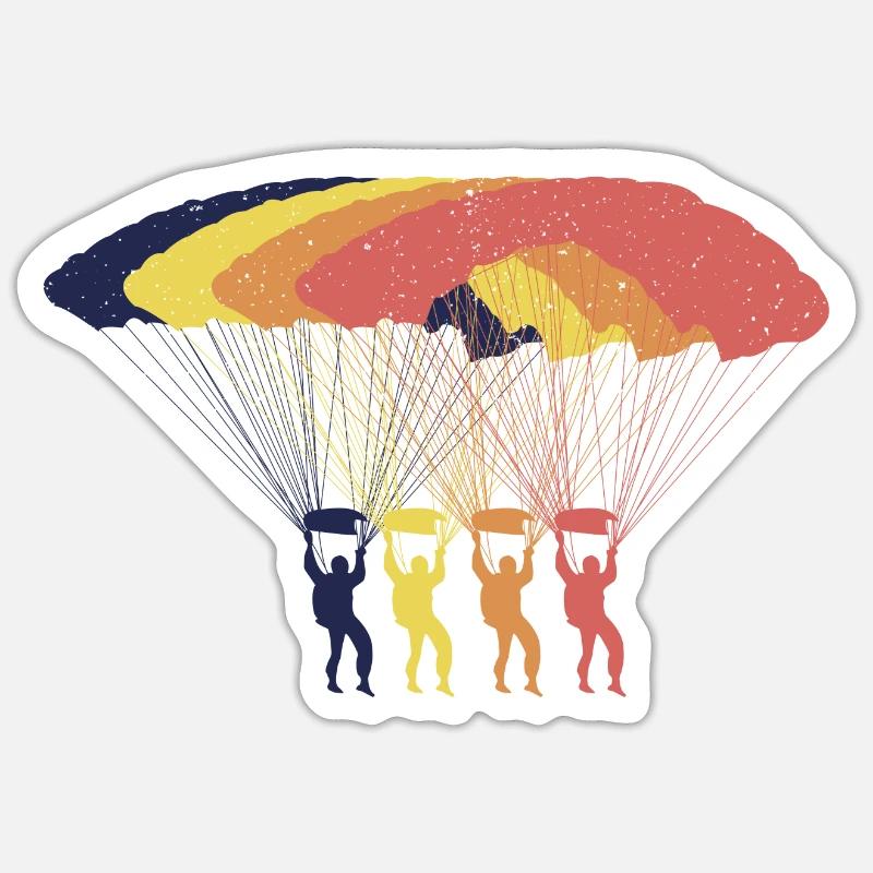 Fallschirm Skydiving Farbe - Sticker Größe S (10 x 10 cm) - Mattweiß