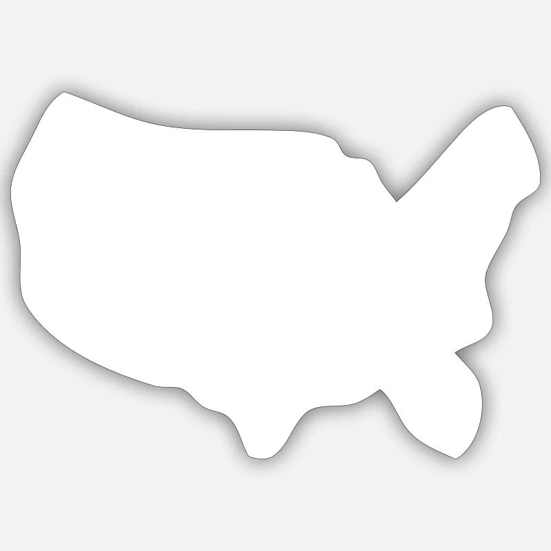 USA flag map - Sticker size S (10 x 10 cm) - white matte