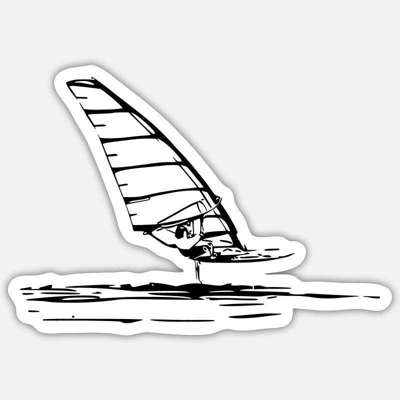 Windsurf Foil Sketch - Sticker Größe S (10 x 10 cm) - Mattweiß