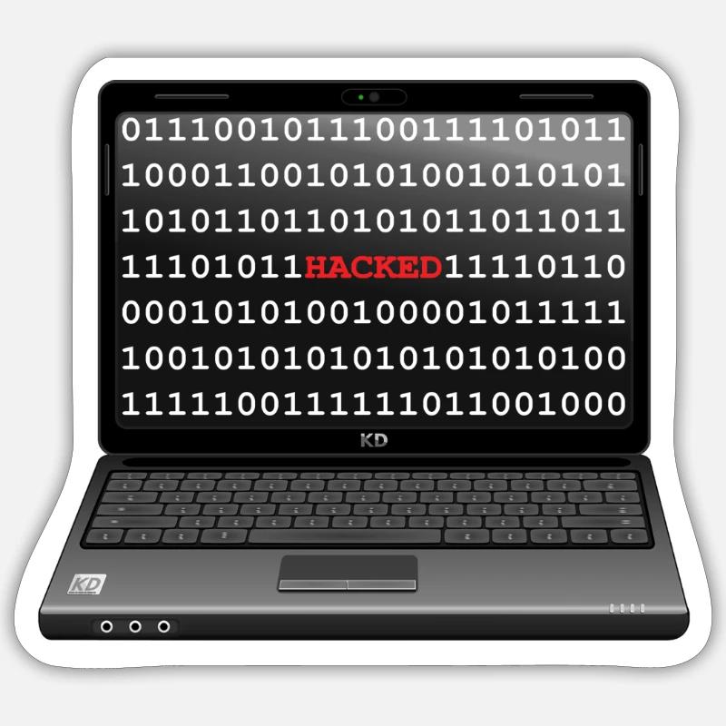 Laptop gehackt Sticker Größe S (10 x 10 cm)