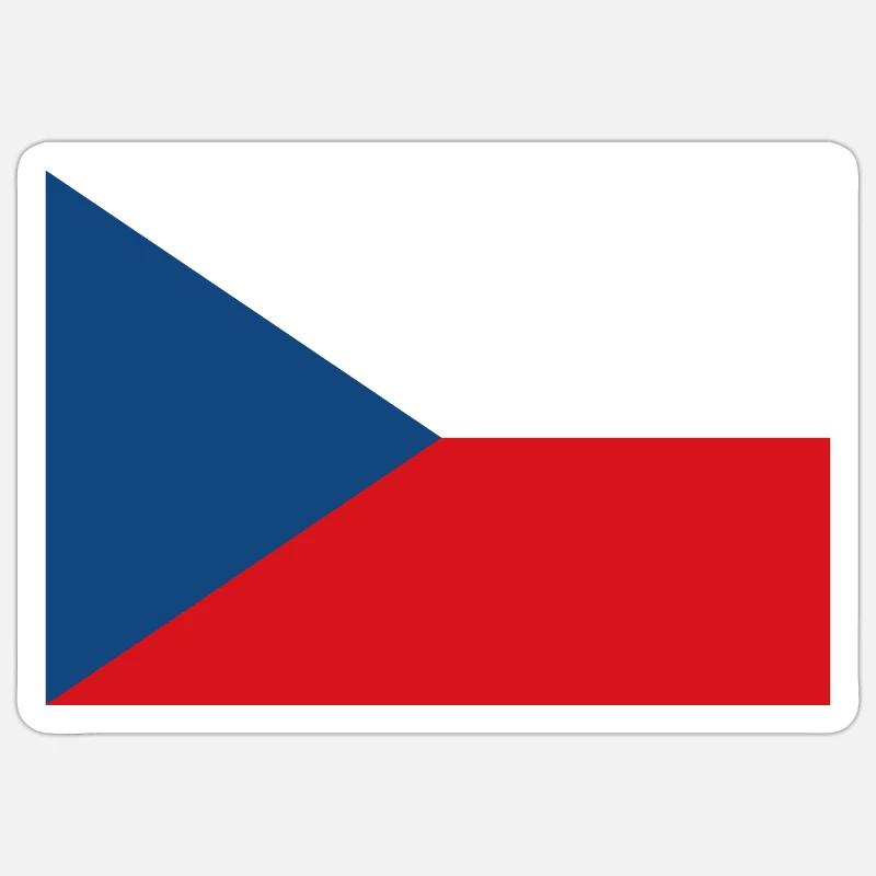 Drapeau de la République tchèque - Sticker taille S (10 x 10 cm) - blanc mat