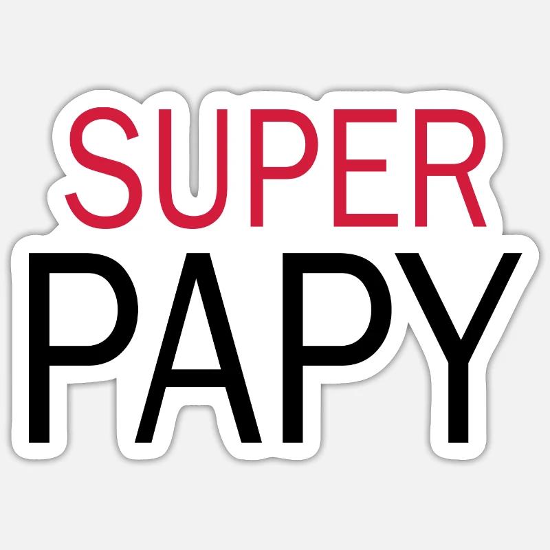 Super Papy - Tshirt Papy Sticker taille S (10 x 10 cm)