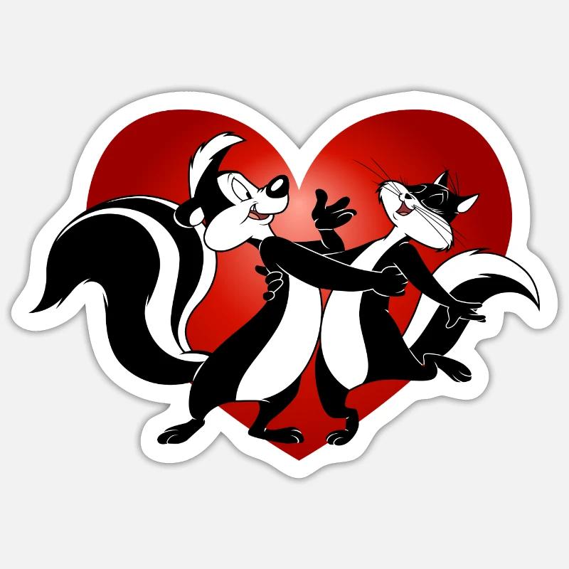 Looney Tunes Pepé Le Pew Heart - Sticker size S (10 x 10 cm) - white matte