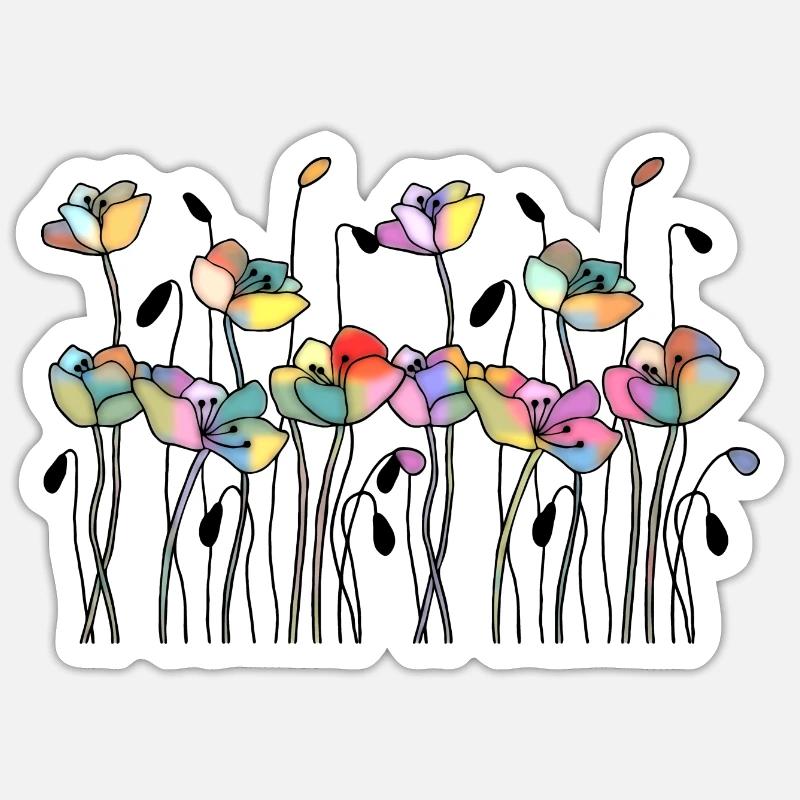 Blumen - Sticker Größe S (10 x 10 cm) - Mattweiß