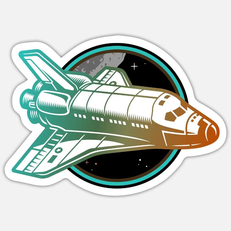 astronave space shuttle - Sticker formato S (10 x 10 cm) - bianco opaco