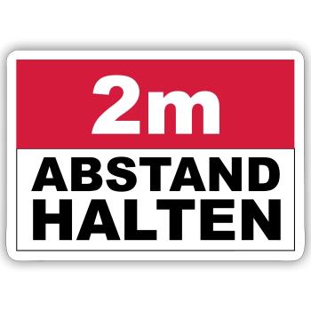 2m Abstand halten - Sticker Größe S (10 x 10 cm) - Mattweiß - Vorne