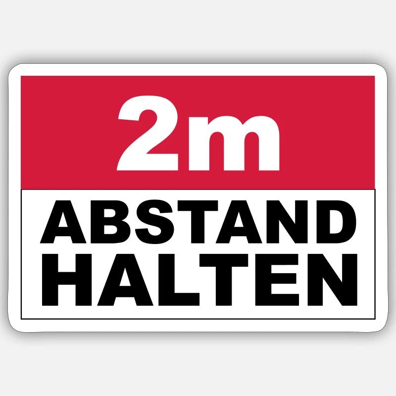 2m Abstand halten - Sticker Größe S (10 x 10 cm) - Mattweiß