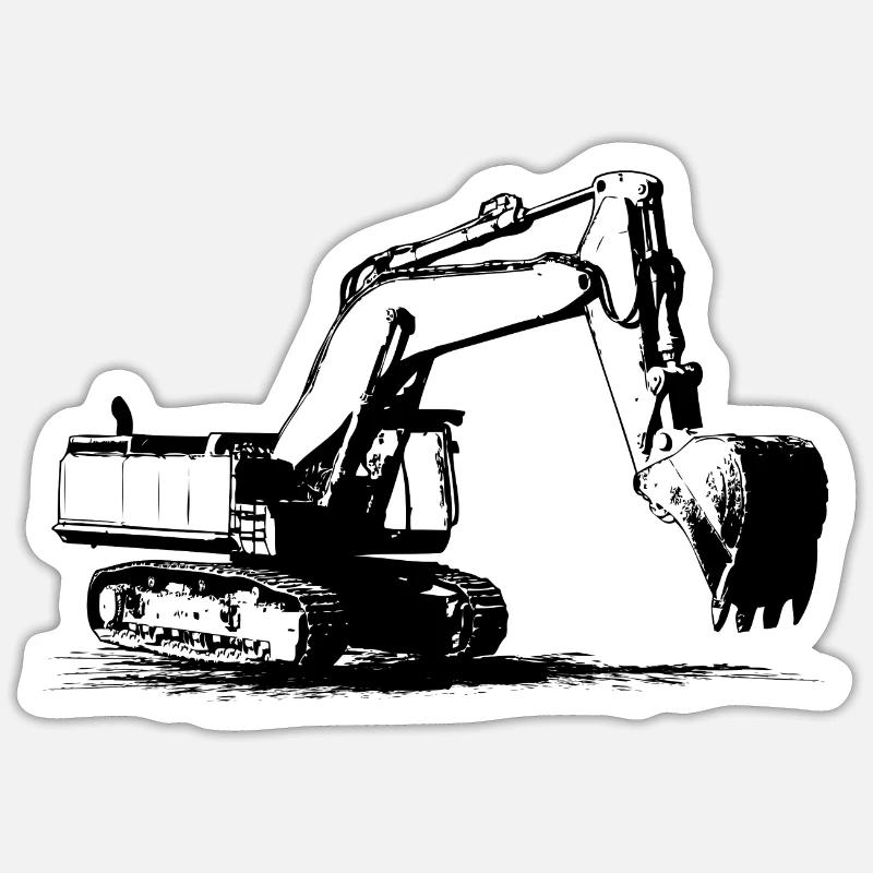 Crawler excavators - Excavators - Crawler excavators - Sticker size S (10 x 10 cm) - white matte