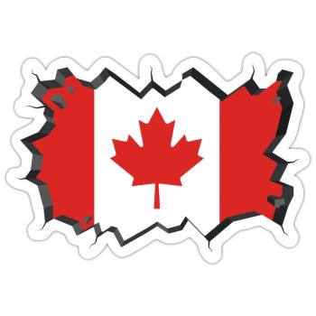 Drapeau du Canada Feuille d'érable Feuille d'érable Canada - Sticker taille S (10 x 10 cm) - blanc mat - Devant