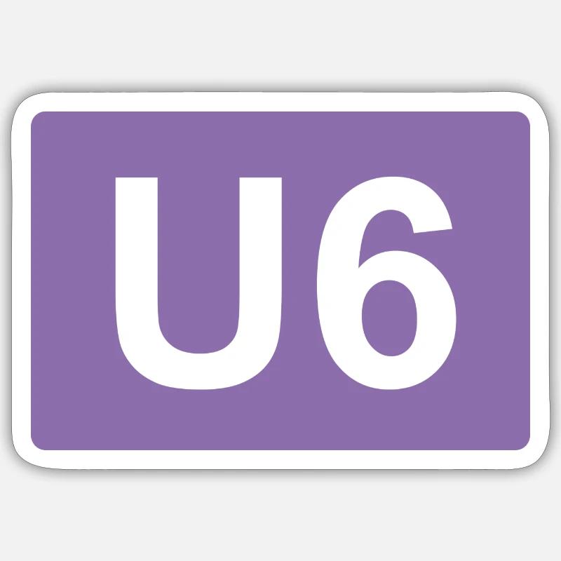 Berlin U-Bahn U6 - Sticker Größe S (10 x 10 cm) - Mattweiß