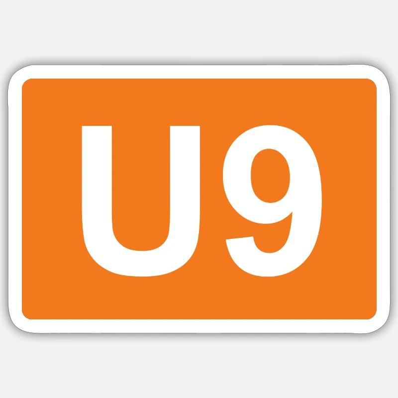 Métro de Berlin U9 - Sticker taille S (10 x 10 cm) - blanc mat