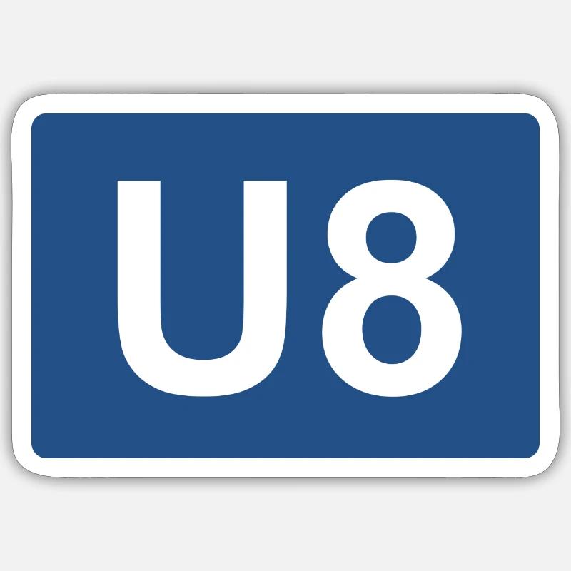 Berlin métro U8 - Sticker taille S (10 x 10 cm) - blanc mat